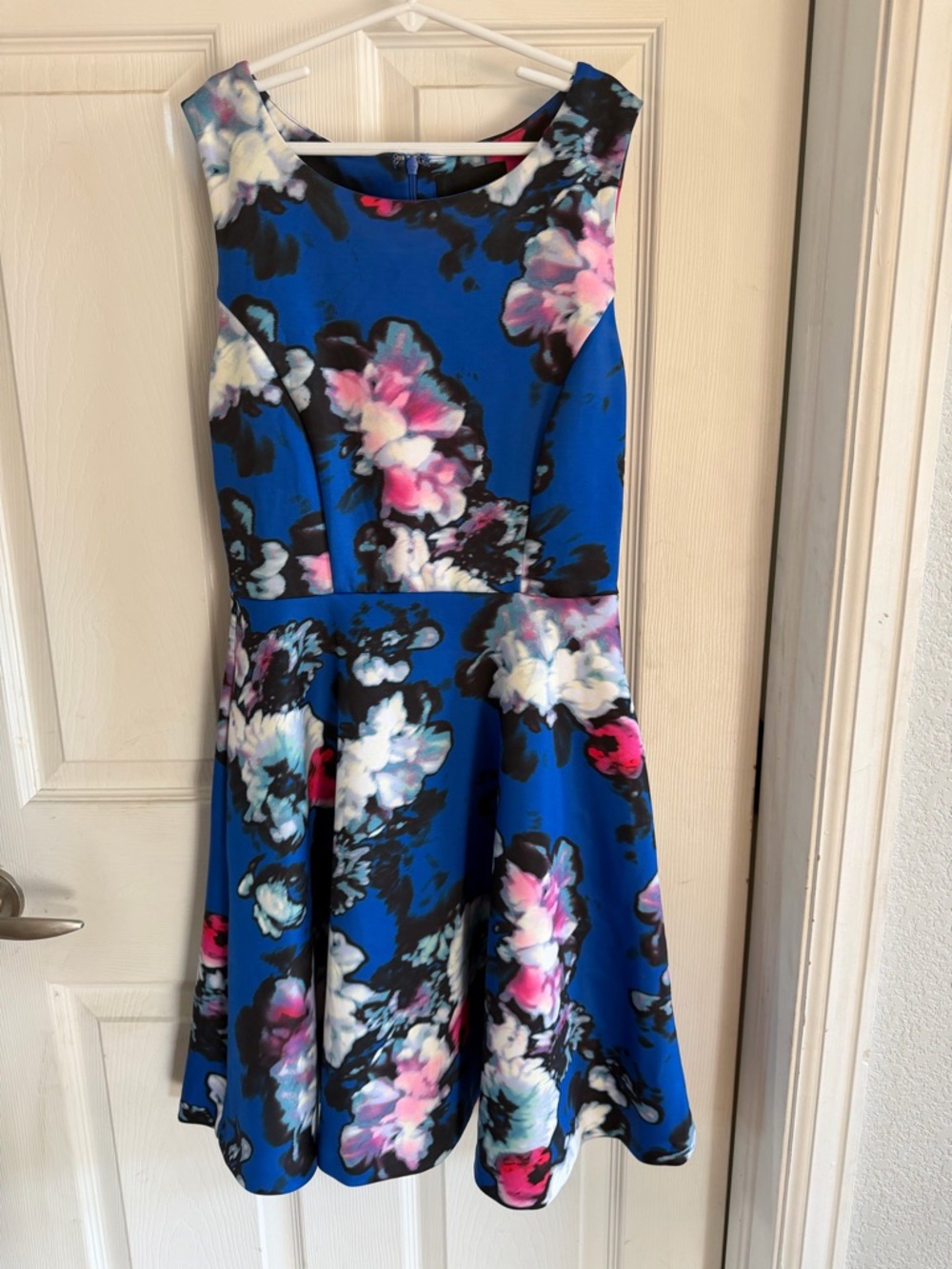 Women’s Summer Dress Blue Floral Fit-and-Flare